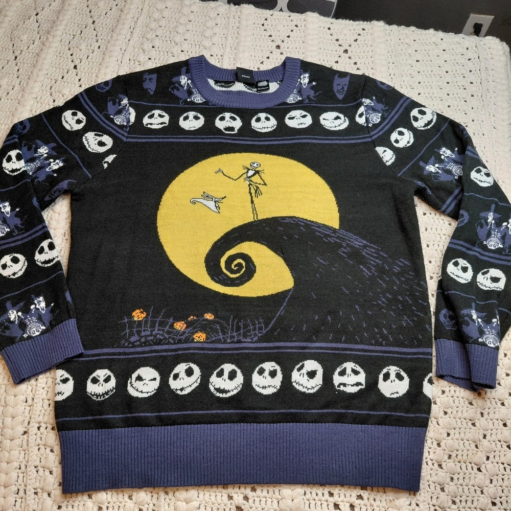 Nightmare Before Christmas Sweater Womens 2XL Jack Skeleton AOP‎ Ugly Party Fun - Picture 2 of 8